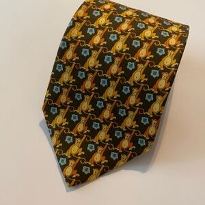 Nazareno Gabrielli Silk Tie Monkey Handmade Italy